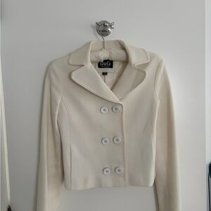D&G Women's Ivory Double-Breasted Cropped Jacekt